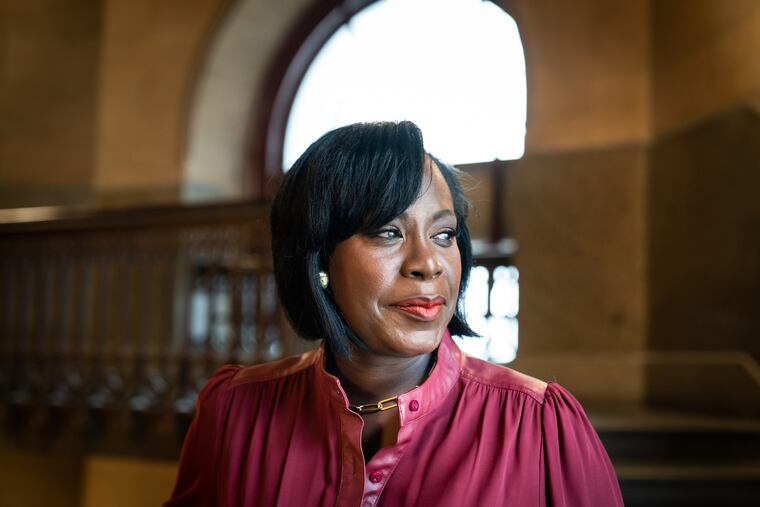 Philadelphia City Councilmember Cherelle Parker, who represents the city's 9th District, is resigning her seat today in order to run for mayor, she is shown here at City Hall, in Philadelphia, Wednesday, September 7, 2022.