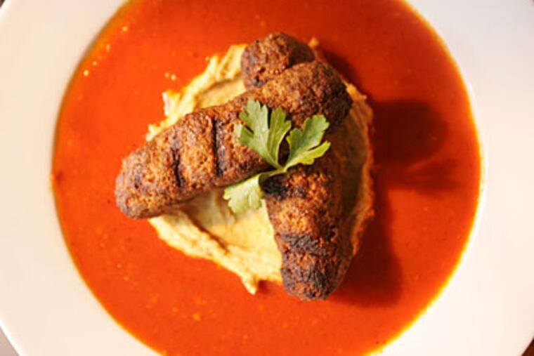 The merguez appetizer, with house-made lamb sausage. (David Swanson/Staff Photographer)