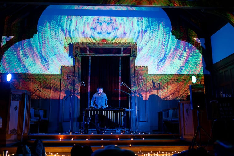 Chris Dingman leads a sound-bath performance.