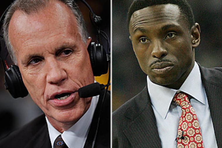 Doug Collins, left, and Avery Johnson are two of the front-runners for the Sixers coaching vacancy. (AP File Photos)