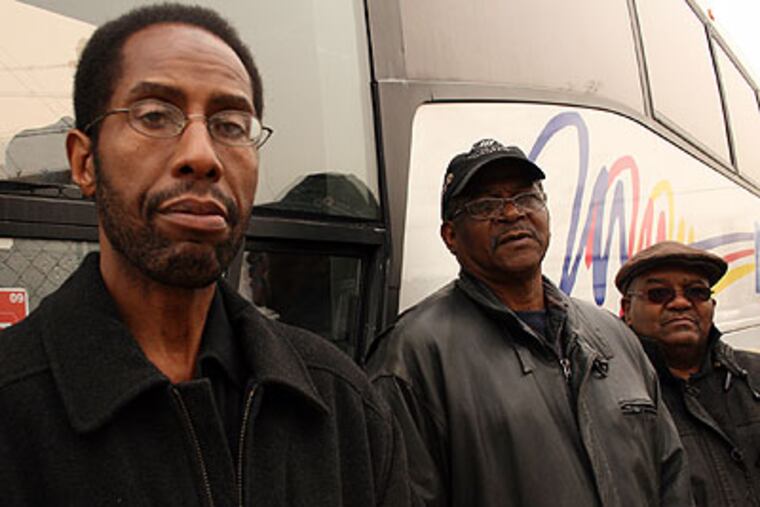 Principals in a lawsuit against commercial-bus inspectors are: (from left) Charlie Major, of Major Tours; Carl Revels, of CMT Express, and Glen Ragin Sr., of Jamm Tours. (Jimmy Viola / Staff Photographer)