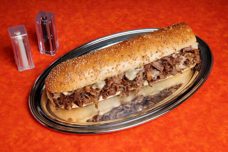John’s Roast Pork's cheesesteak (with New Yorker cheese), as photographed March 5, 2025, at the Inquirer studio. Styling by Emilie Fosnocht.