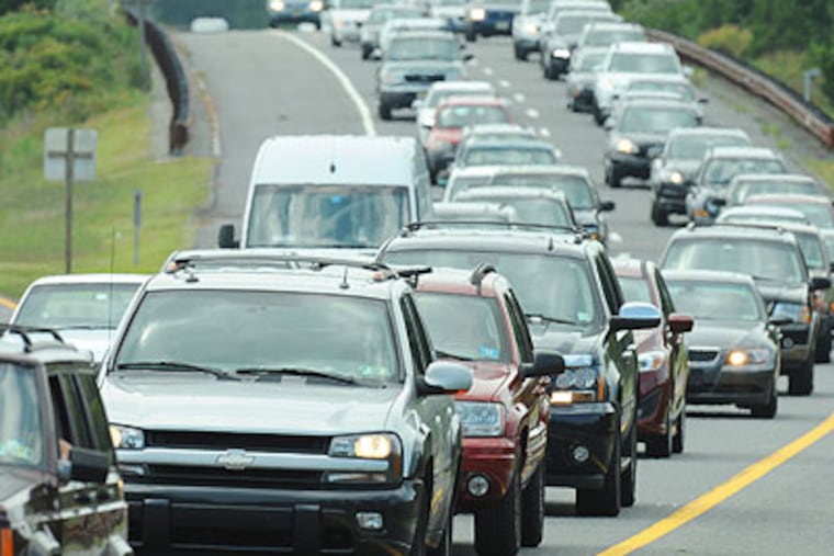 Vacationers leaving New Jersey shore points are backed up on the Garden State Parkway just north of Ocean City. (Clem Murray / Staff Photographer)