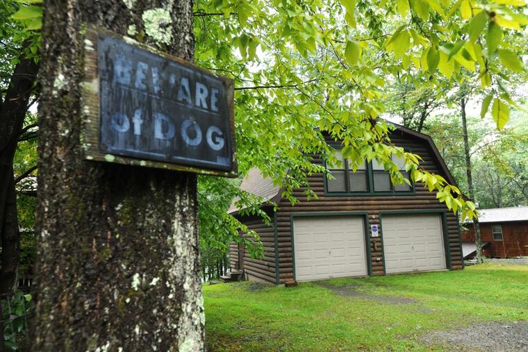 A two-car garage on the property of Joshua Hupperterz’s grandmother in Hawley, Pa., is shown Wednesday.