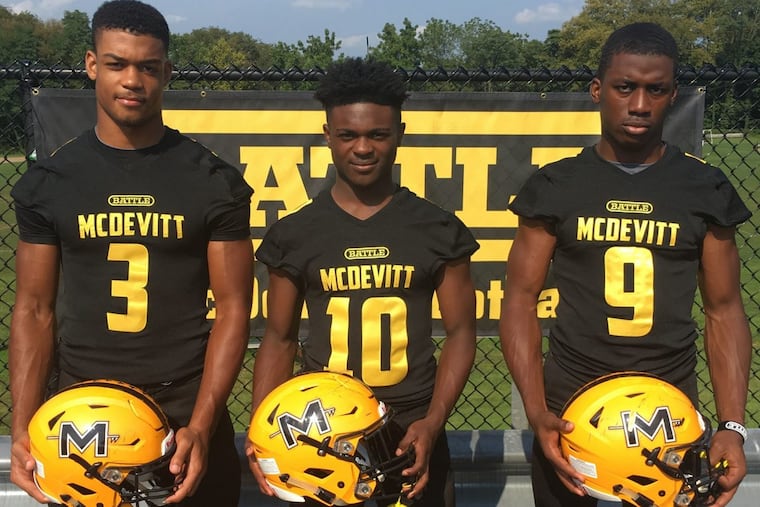 Bishop McDevitt players (from left to right) Lawrence Richardson, Jon-Luke Peaker and Lonnie Rice.