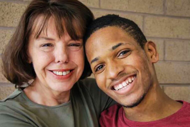 Terrance Calvert with his mother Linda. Terrance Calvert, who died in 2012, asked his mother and a friend, Tristan Horan, to develop a theater scholarship program for at-risk youth. The program, T’s Kids, is offered at the Upper Darby Summer Stage community theater program. (PROVIDED)