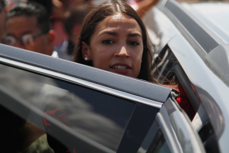 Rep. Alexandria Ocasio-Cortez, of New York, gets in an SUV after touring the inside of the Border Patrol station in Clint, Texas, July 1, 2019. Ocasio Cortez spoke alongside fellow members of the Hispanic Caucus. (AP Photo/Cedar Attanasio)