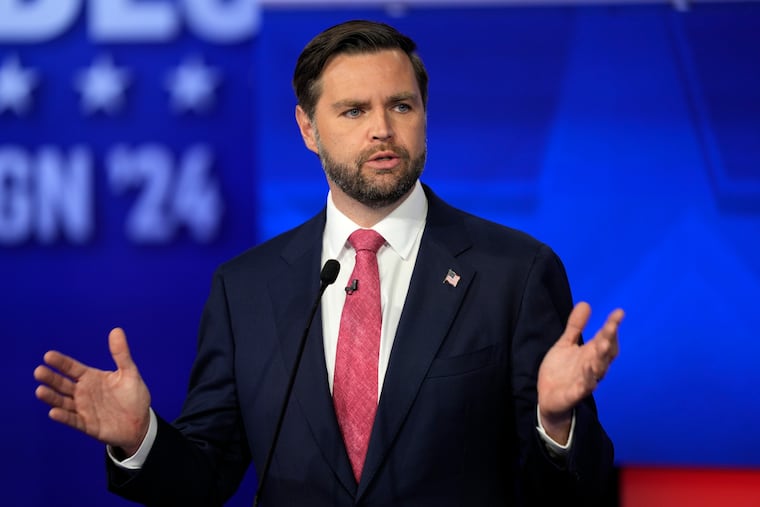 Republican vice presidential nominee Sen. JD Vance (R., Ohio) speaks during the vice presidential debate in New York last week.