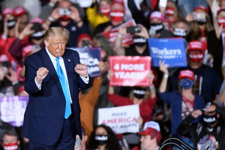 President Donald Trump during a campaign rally at Harrisburg International Airport on Sept. 26 in Middletown, Pa.