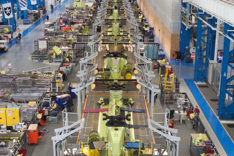 A U.S. Army Chinook assembly line at the Boeing Plant in Ridley Park in 2012.