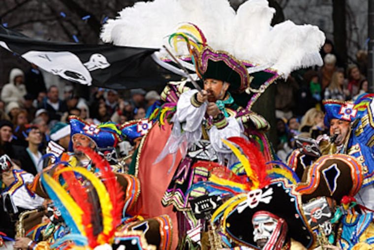 The Polish American String Band performs at City Hall during the Mummers Parade. ( Elizabeth Robertson / Staff Photographer )
