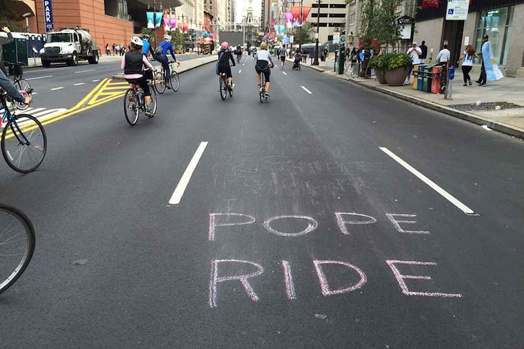 Bicyclists enjoy a car-free Broad Street on Sept. 26, 2015.