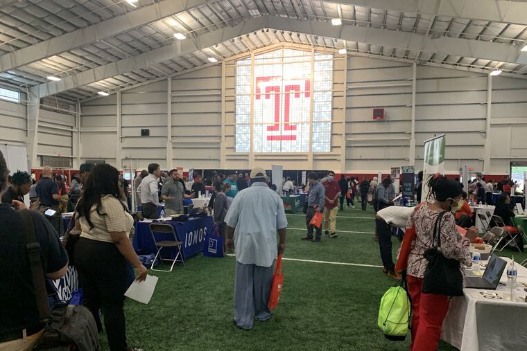 Temple University's annual Neighborhood Job Fair on Friday. The fair is the largest employment fair in Philadelphia bringing together employers and job-seekers.
