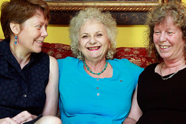 Cecilia Ready (center) at home in Springfield, Delaware County, with friends Ann Green (left) and Jo Parker, both English professors at St. Joseph's University.