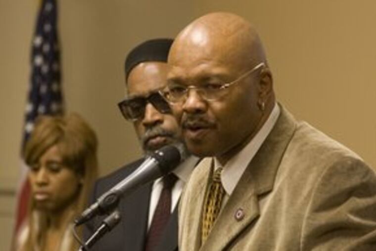 Labor leader Sam Staten Jr., at a news conference yesterday about minorities and city construction, said he was "totally against"a City Council amendment. Story in Local.