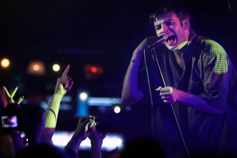 Fontaines D.C. front man Grian Chatten performs with the group at Underground Arts in Philadelphia on Friday.