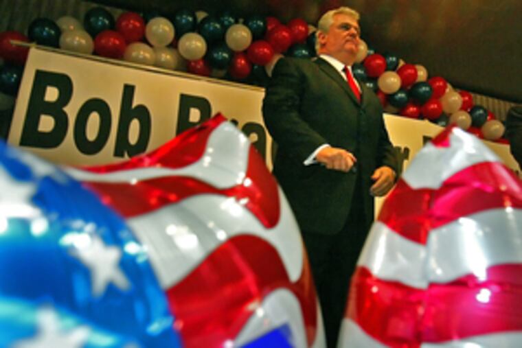 Bob Brady at a union rally Monday. Today, blue-collar city employees will endorse him, sources say.