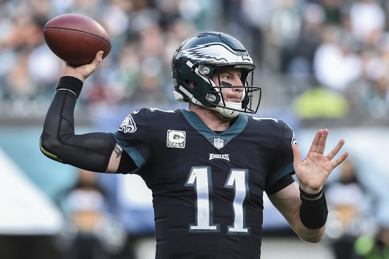 Philadelphia Eagles quarterback Carson Wentz is this year’s winner of the Philadelphia Sports Writers Association’s Pro Athlete of the Year.