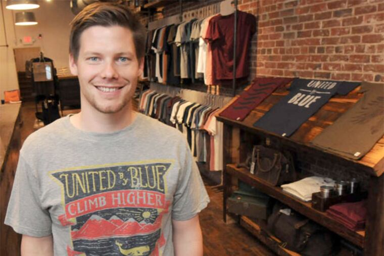 Brian Linton, in his new shop, started United by Blue in 2010 to connect his creative, business, and environmental sides. (April Saul / Staff Photographer)