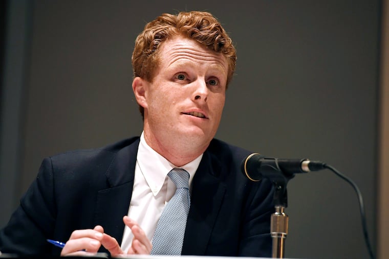 In this Sept. 14, 2019 file photo, U.S. Rep. Joe Kennedy III, speaks on a panel on race and politics at the Massachusetts Democratic Convention in Springfield, Mass. Kennedy plans to announce on Saturday, Sept. 21, that he will challenge U.S. Sen. Edward Markey, D-Mass., in the 2020 Democratic primary.