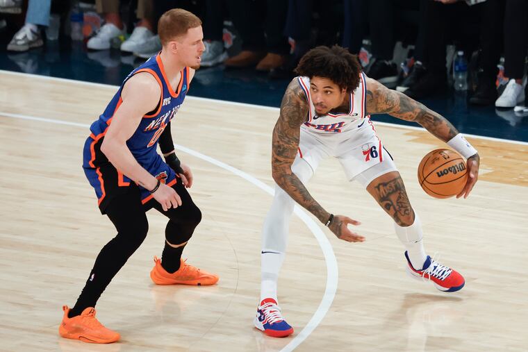 Sixers guard Kelly Oubre Jr. (right) and the Sixers opened training camp on Tuesday in the Bahamas.