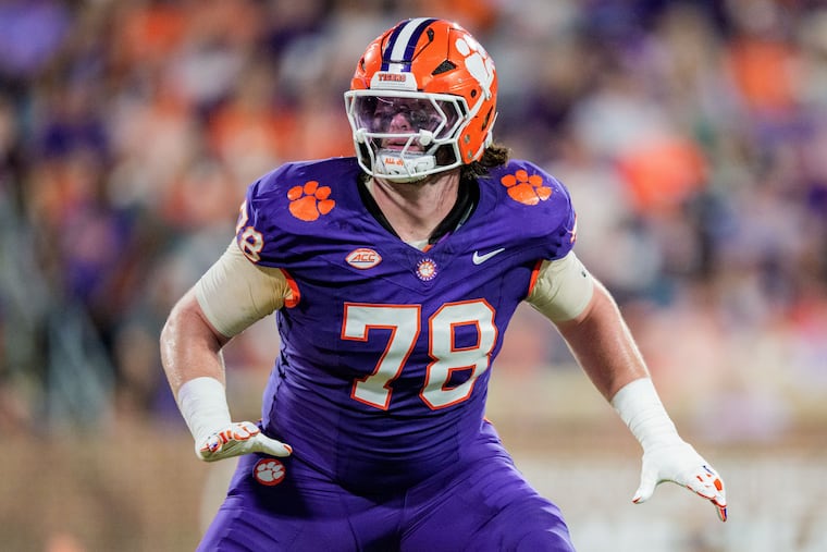 Clemson offensive lineman Blake Miller is a player who could fill a need and be on the board for the Eagles in the first round.