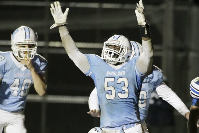 Highland linebacker Devon Starks, center, will be one of the teams leaders.
