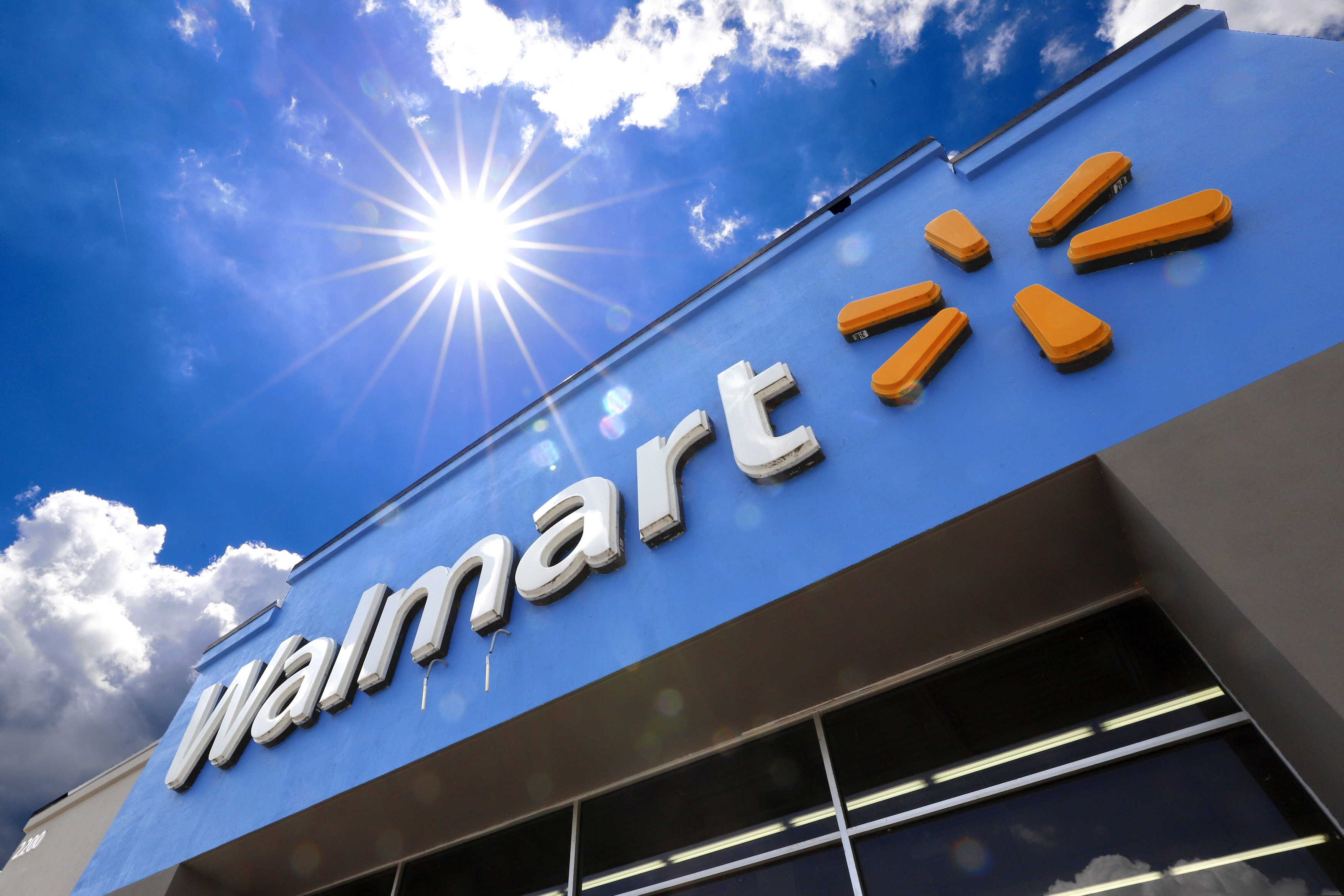 FILE - This June 25, 2019, file photo shows the entrance to a Walmart in Pittsburgh.