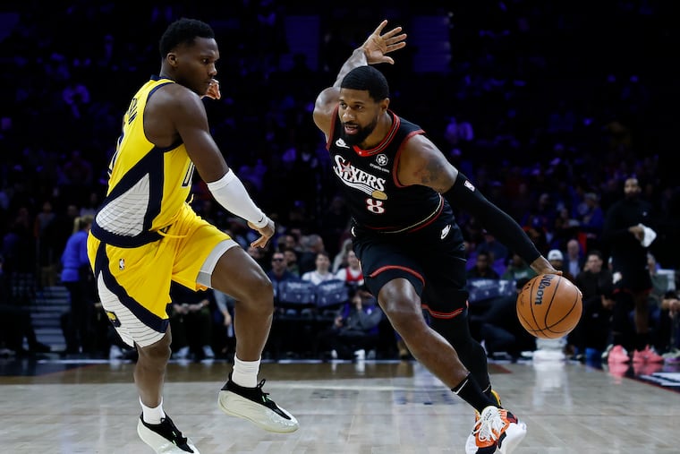 Sixers forward Paul George took on point guard duties with Tyrese Maxey out for an illness.