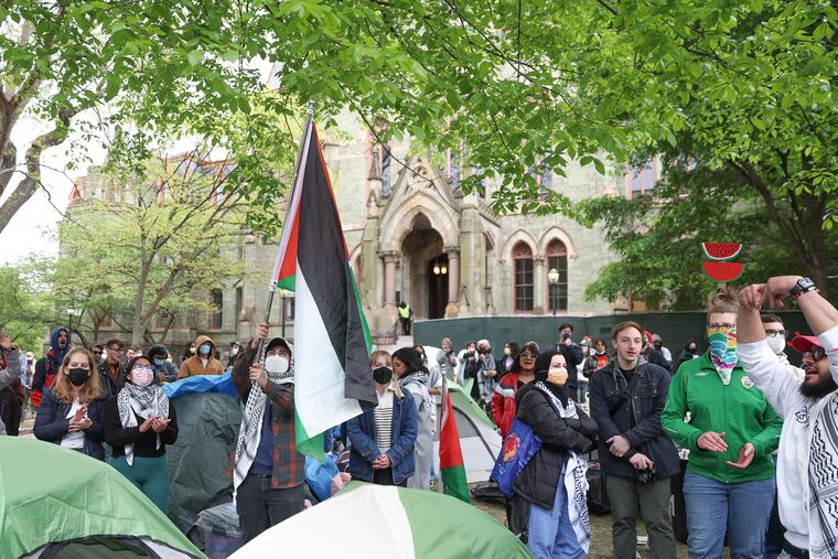 A pro-Palestinian encampment at the University of Pennsylvania in April 2024.