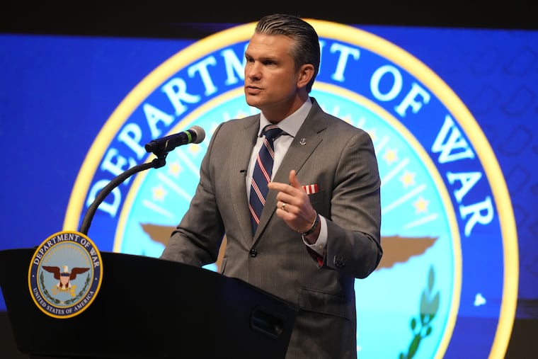 Defense Secretary Pete Hegseth addresses a November conference on the military at Purdue University Fort Wayne in Fort Wayne, Ind.