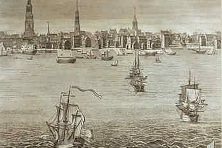 A set of engravings depicting the Philadelphia waterfront in mid-18th century went on display yesterday.