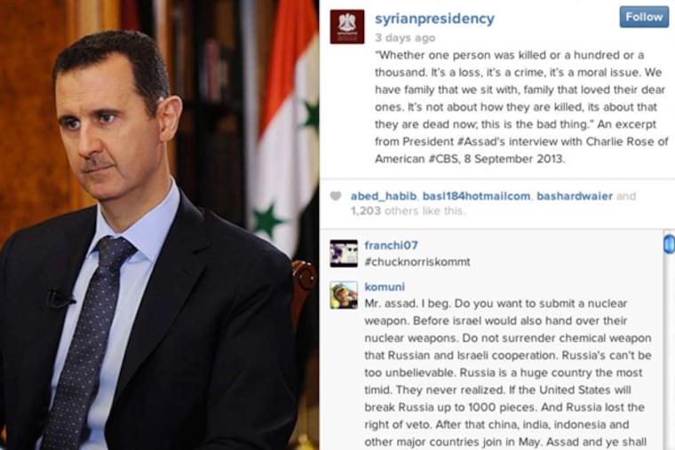 Instagrams are seen from the official account of Syrian President Bashar al-Assad. Images are all over the Web.