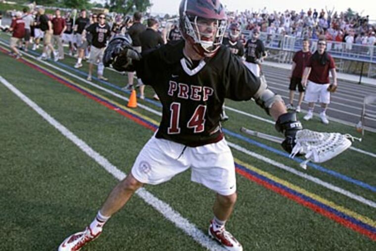 Jim Hurley reacts after St. Joseph's Prep's victory over La Salle in the Catholic League championship. (David Swanson/Staff Photographer)