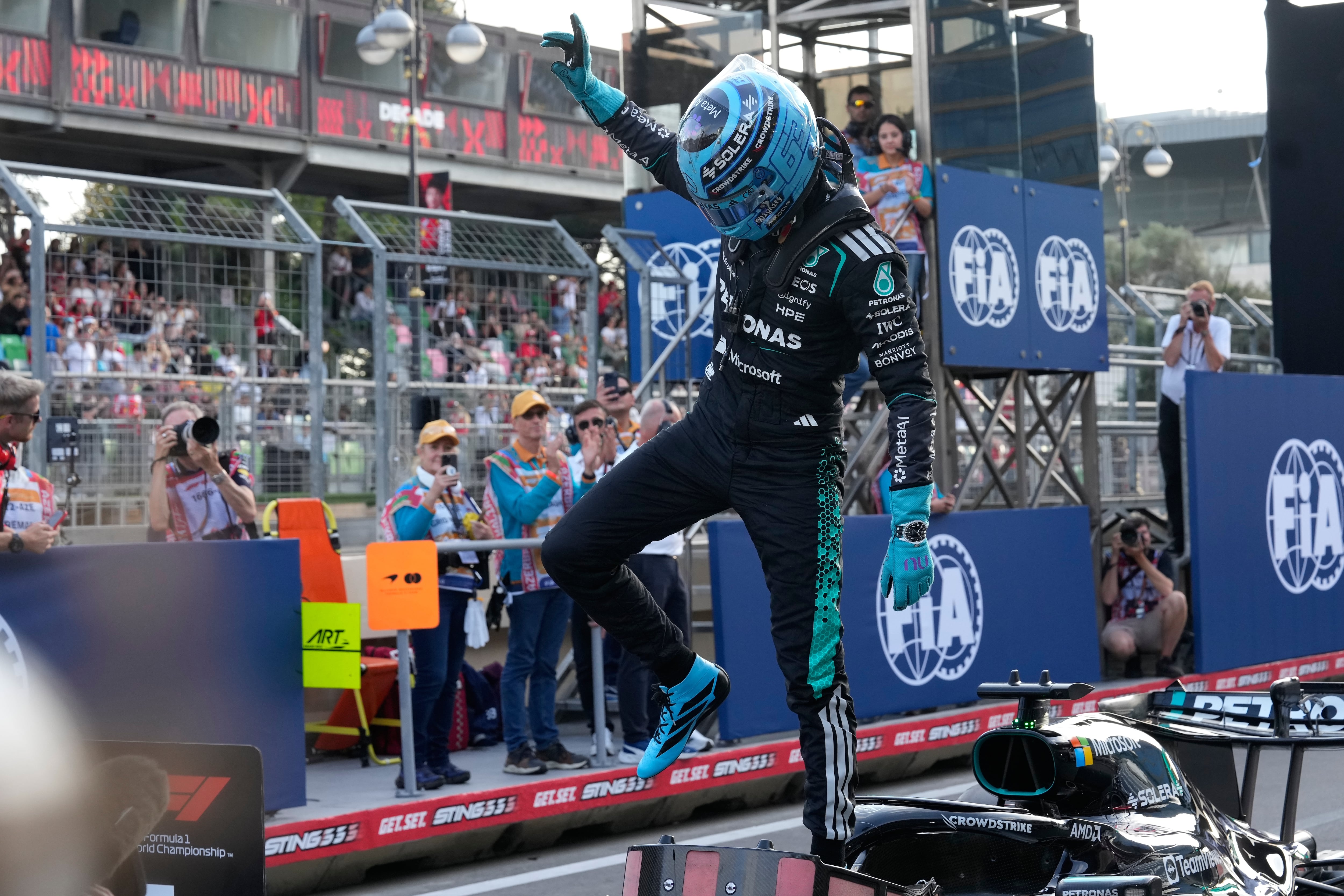 George Russell starts on pole in Azerbaijan with a chance to cut Antonelli's F1 lead