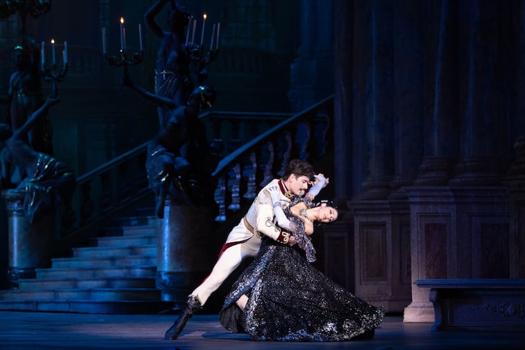 Philadelphia Ballet dancers Mayara Pineiro (right) and Sterling Baca in "The Merry Widow."