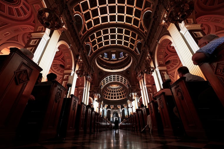 The opening night performance of LUMINISCENCE Philadelphia: An Immersive Celebration of Light, Music and Story lights up the interior of the Cathedral Basilica of Saints Peter and Paul in Philadelphia on Thursday, June 11, 2026.
