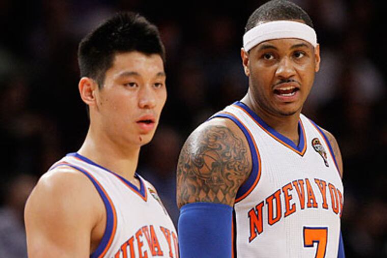 The 76ers will host Jeremy Lin, Carmelo Anthony and the Knicks tonight at the Wells Fargo Center. (Frank Franklin II/AP)