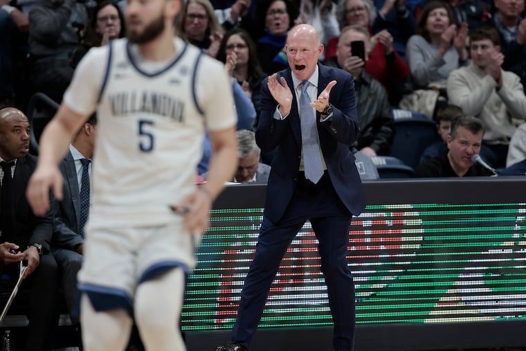 Villanova coach Kevin Willard directs his team against Butler on Feb. 25.