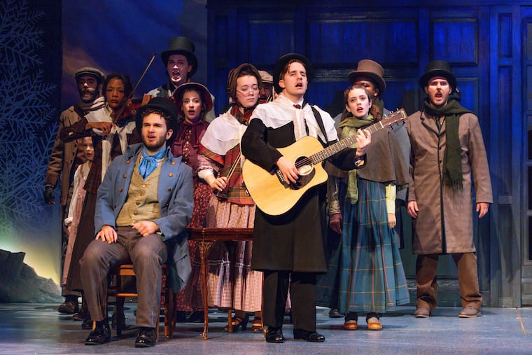 Cody Lewandowski, Michael Covel, and the cast of Walnut Street Theatre's 'A Christmas Carol'