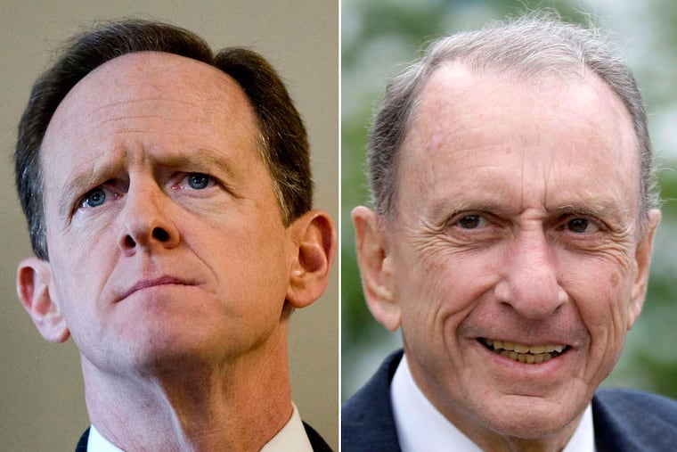 U.S. Sen. Pat Toomey (left) and former U.S. Sen. Arlen Specter.