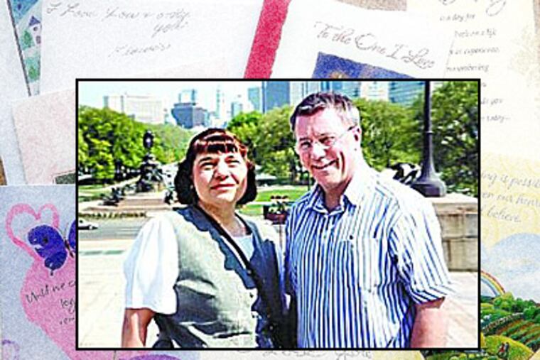 Diane Muraglia and Edward Kelly pose for a picture outside the Philadelphia Museum of Art, one of their favorite places in the city. (Family photo / Sharon Gekoski-Kimmel / Staff Photographer)