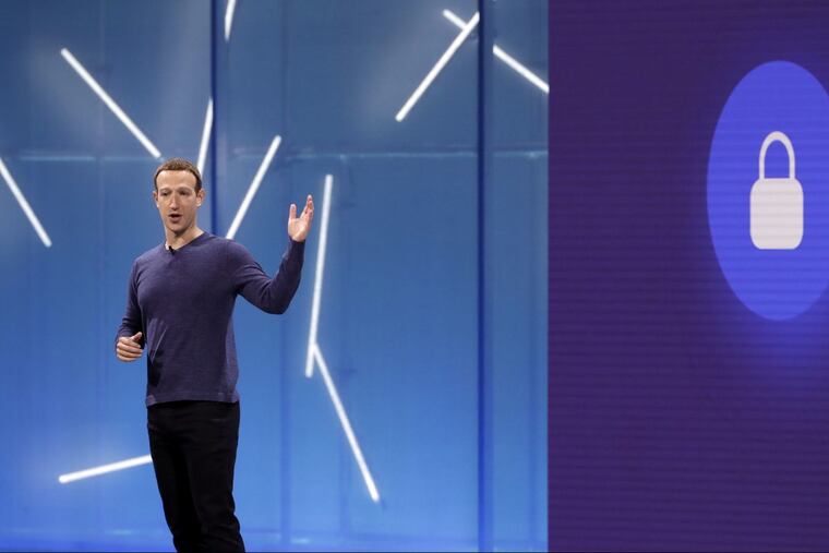 Facebook CEO Mark Zuckerberg makes the keynote speech at F8, the Facebook's developer conference, Tuesday, May 1, 2018, in San Jose, Calif. (AP Photo/Marcio Jose Sanchez)