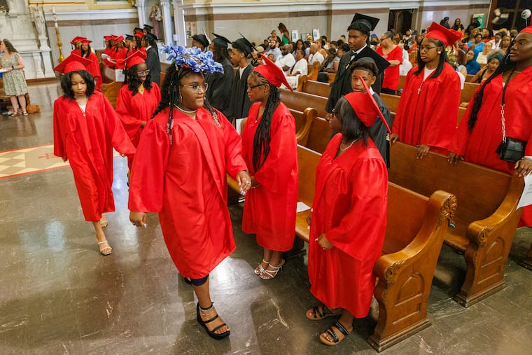 Graduation ceremony for members of the 8th grade class at The DePaul Catholic School in Germantown section of Philadelphia in 2024.