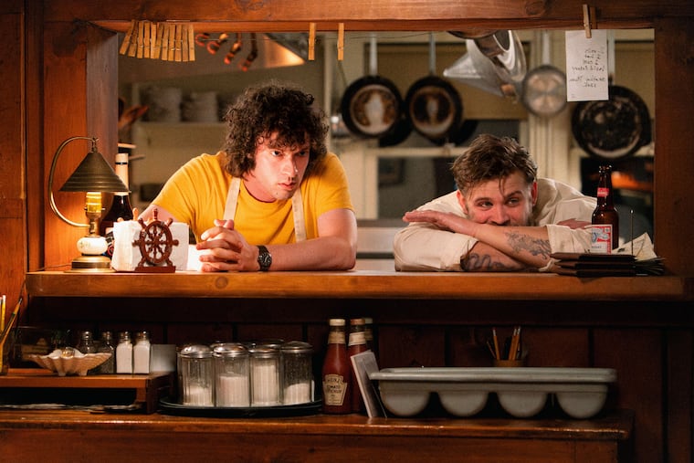 Cherry Hill native Dominic Sessa (left) as Anthony Bourdain with Leo Woodall as a renegade cook in "Tony."