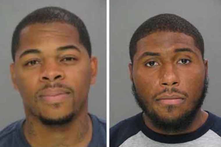 Rashaad Schell (left) and Daryl Matthews are accused of stealing customers' credit card numbers at the Abington Post Office.