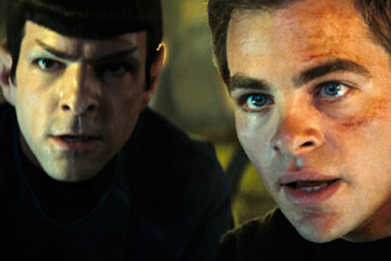 Zachary Quinto as Spock, left, and Chis Pine as James T. Kirk in a scene from "Star Trek." (AP/Paramount Pictures, Industrial Light & Magic)