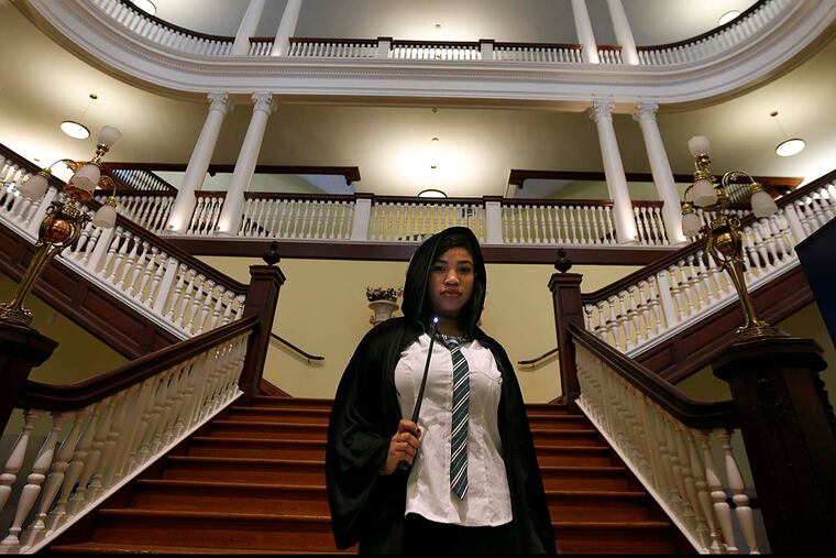 Celess Leblanc, 22 of Queens, NY, poses inside St. Joseph Hall at Chestnut Hill College during Harry Potter Festival in Philadelphia, PA on October 22, 2016. The two day event in Chestnut Hill featured a Quidditch Tournament, a School of Wizardry and Witchcraft and lots of butter beer.