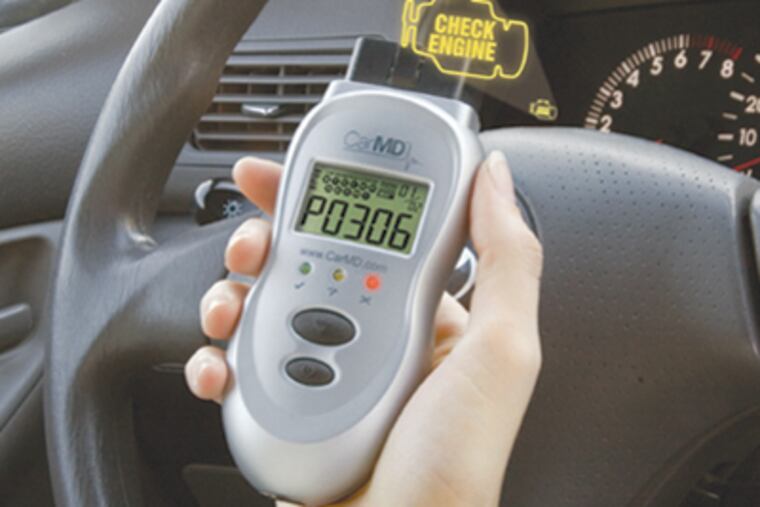 The CarMD reads your car’s computer trouble codes, and then a computer program tells you what the codes mean.