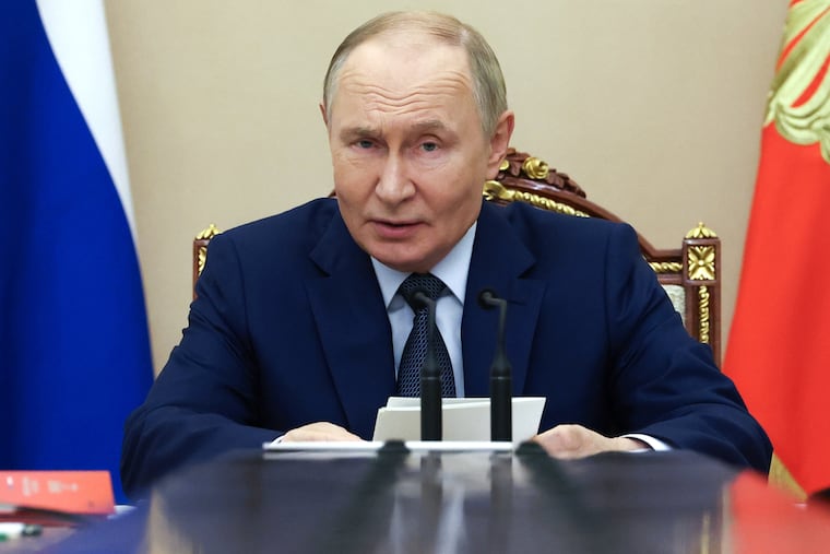 Russian President Vladimir Putin chairs a Security Council meeting at the Kremlin in Moscow, Russia, on Monday, Sept. 22.